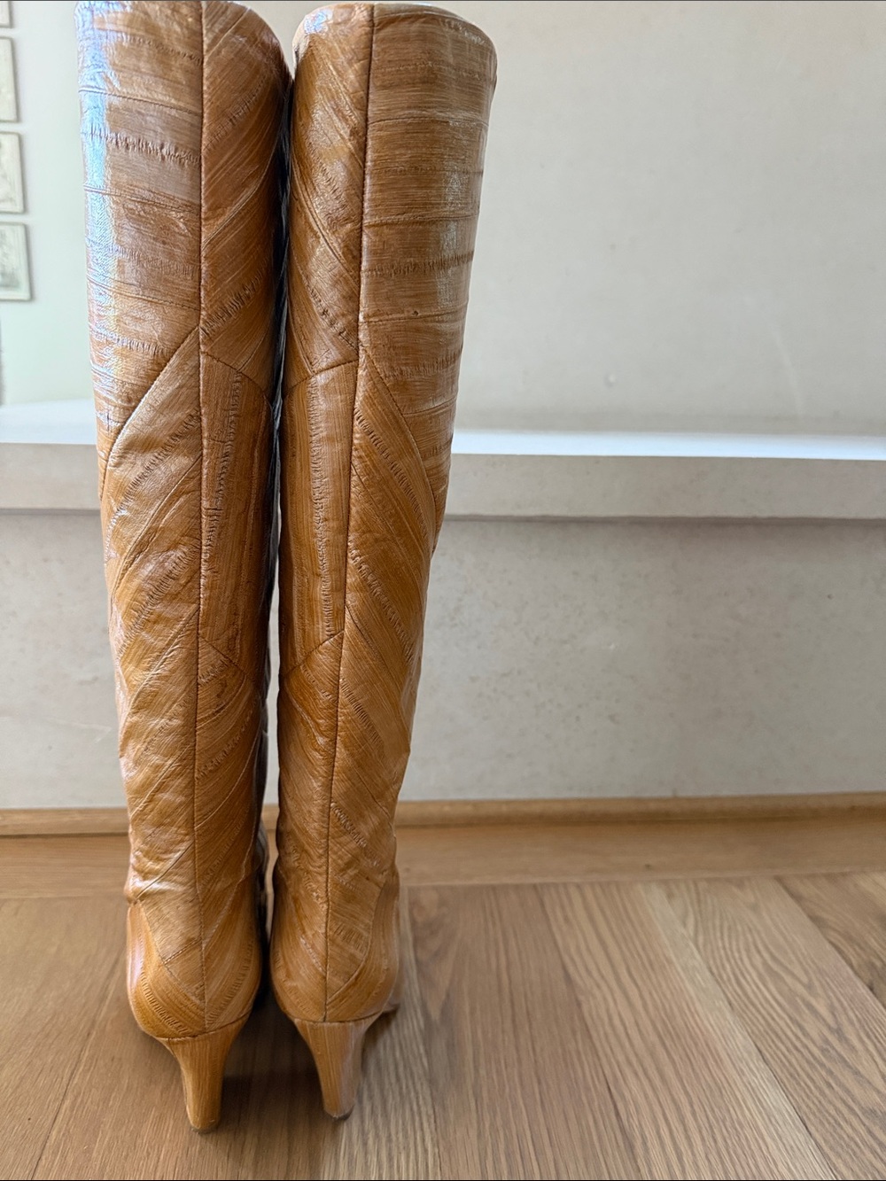 Tory Burch patchwork Lila eel leather knee boots size 9.5 vintage feel - Picture 9 of 14
